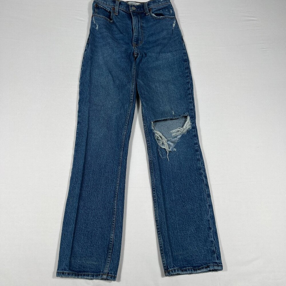 Abercrombie & Fitch The '90s Straight Ultra High Rise Light Wash Size 24/00 R